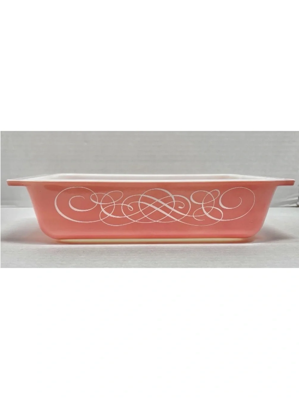 Vintage Pyrex Pink Scroll 575 B Baking Dish- 2 Quart 11” Casserole No Lid